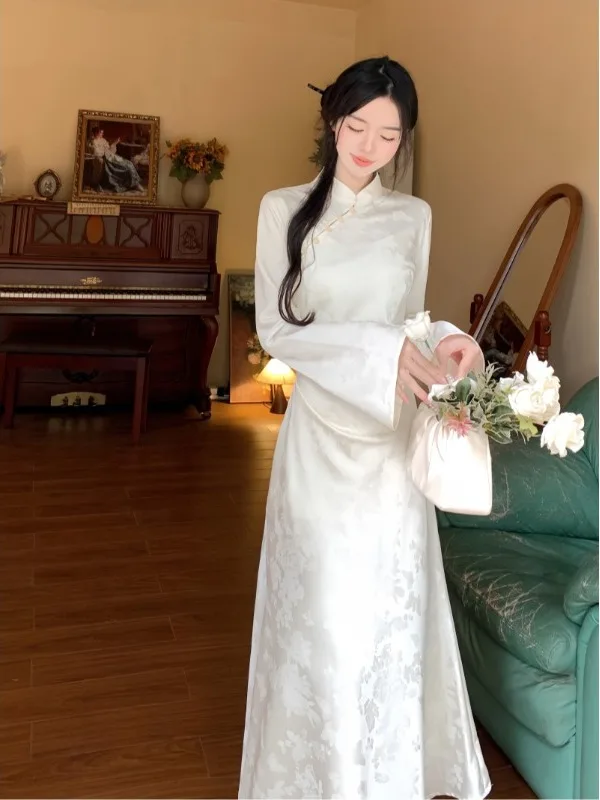 

Новое женское шелковое атласное платье в китайском стиле больших размеров, элегантное, с А-образной юбкой, завышенной талией, для весенне-летнего сезона, модное, для офиса и повседневной носки.