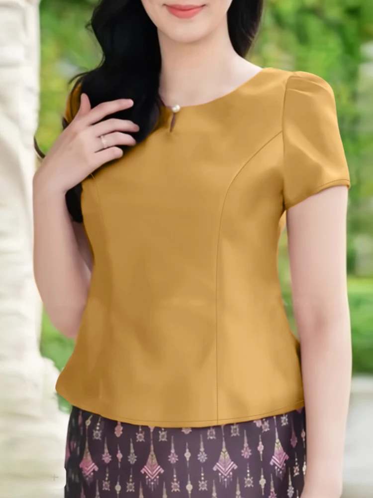 قمصان مكتب أنيقة من ZANZEA بلوزة صيفية متينة للعمل أنيقة بأكمام قصيرة وقصة ضيقة بلوزات عصرية للعطلات كبيرة الحجم