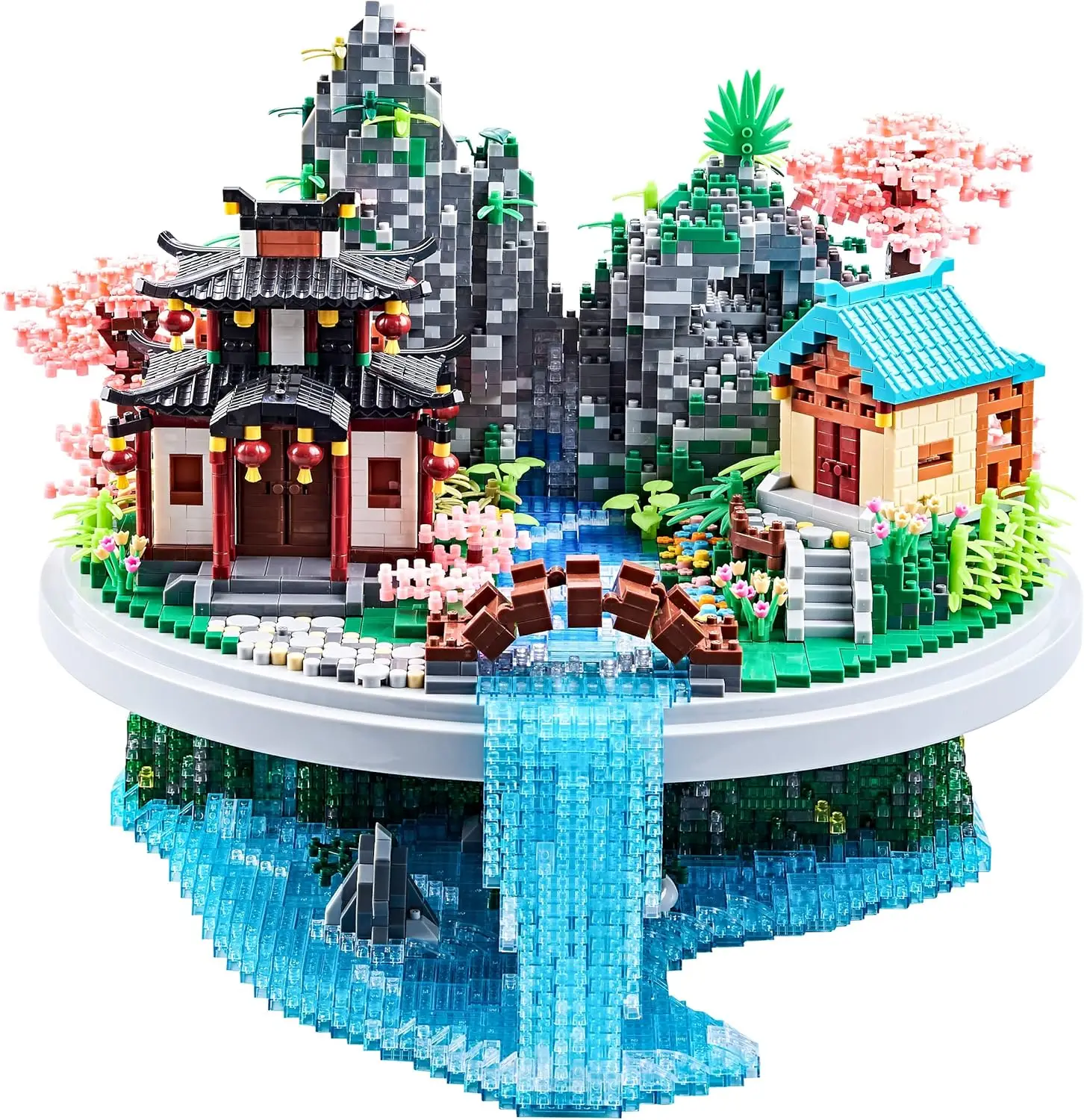 7626 PCS Micro Building Blocks Set, Peachtree/Crescent Moon Spring Model, Creative Toy Present for Children Age of 14+