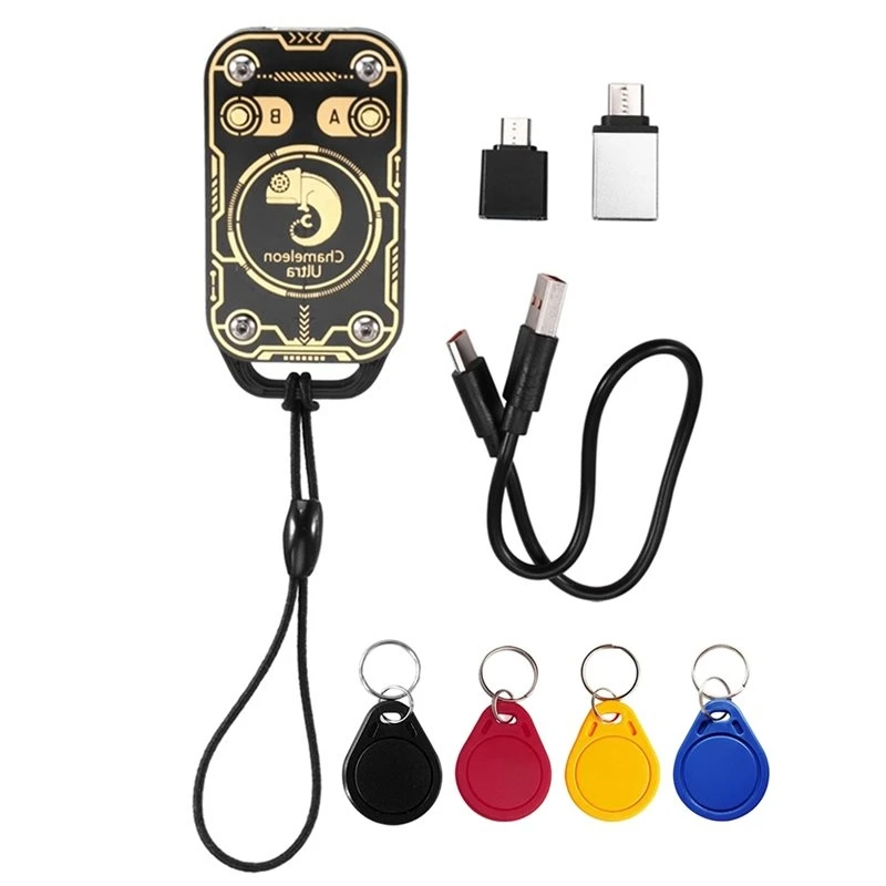 ABJF-Chameleon V3.0 RFID Smart Card Emulator Reader Read Writer+4XUID Keychain 125K 13.56Mhz ID IC Smart Card Tag Copyer