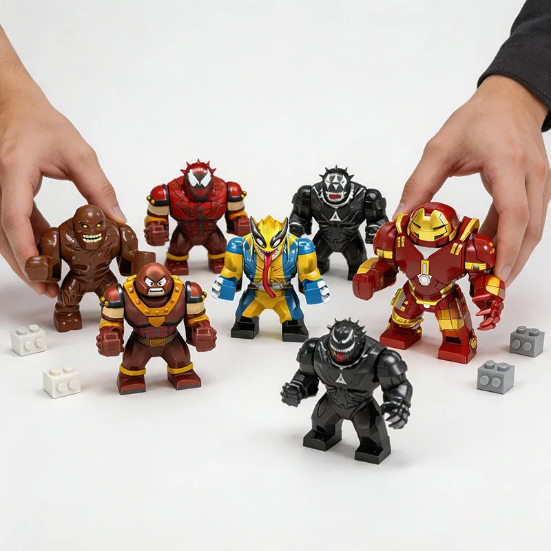 Superhelden-Actionfigur-Bausteine-Spielzeug – Thanos Venom Deadpool Wolverine Cable Modellbausatz, Geburtstagsgeschenk für Kinder