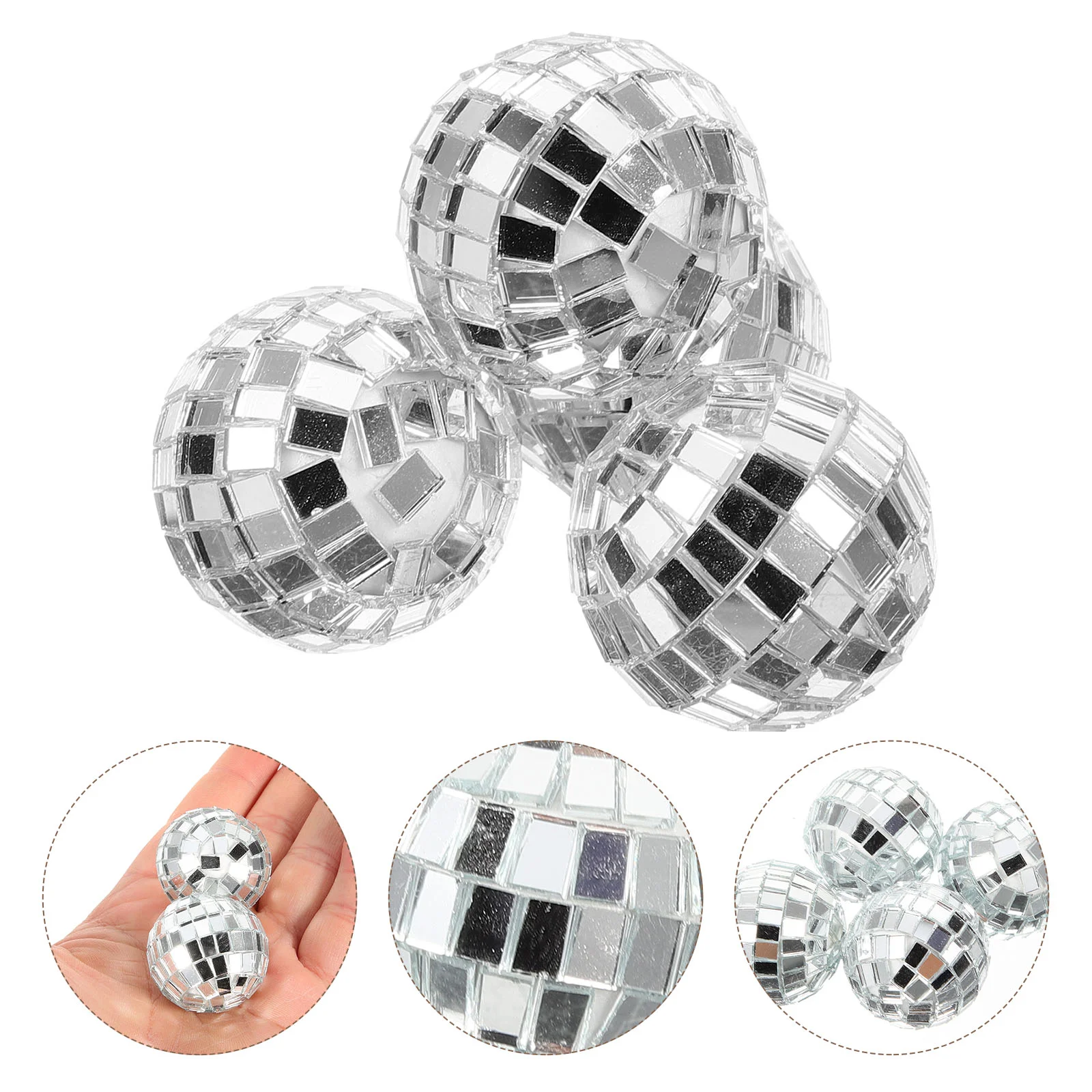 12 Pcs Disco Mirror Ball Hanging Ornament for Silver Glasses Balloon Reflective Decoration Lighting Balls