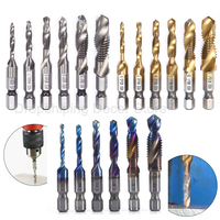 6pcs M3-M10 Screw Tap Drill Bits Hss Taps Countersink Deburr Set Metric Combination Bit High Speed Steel Automatic Centre Punch