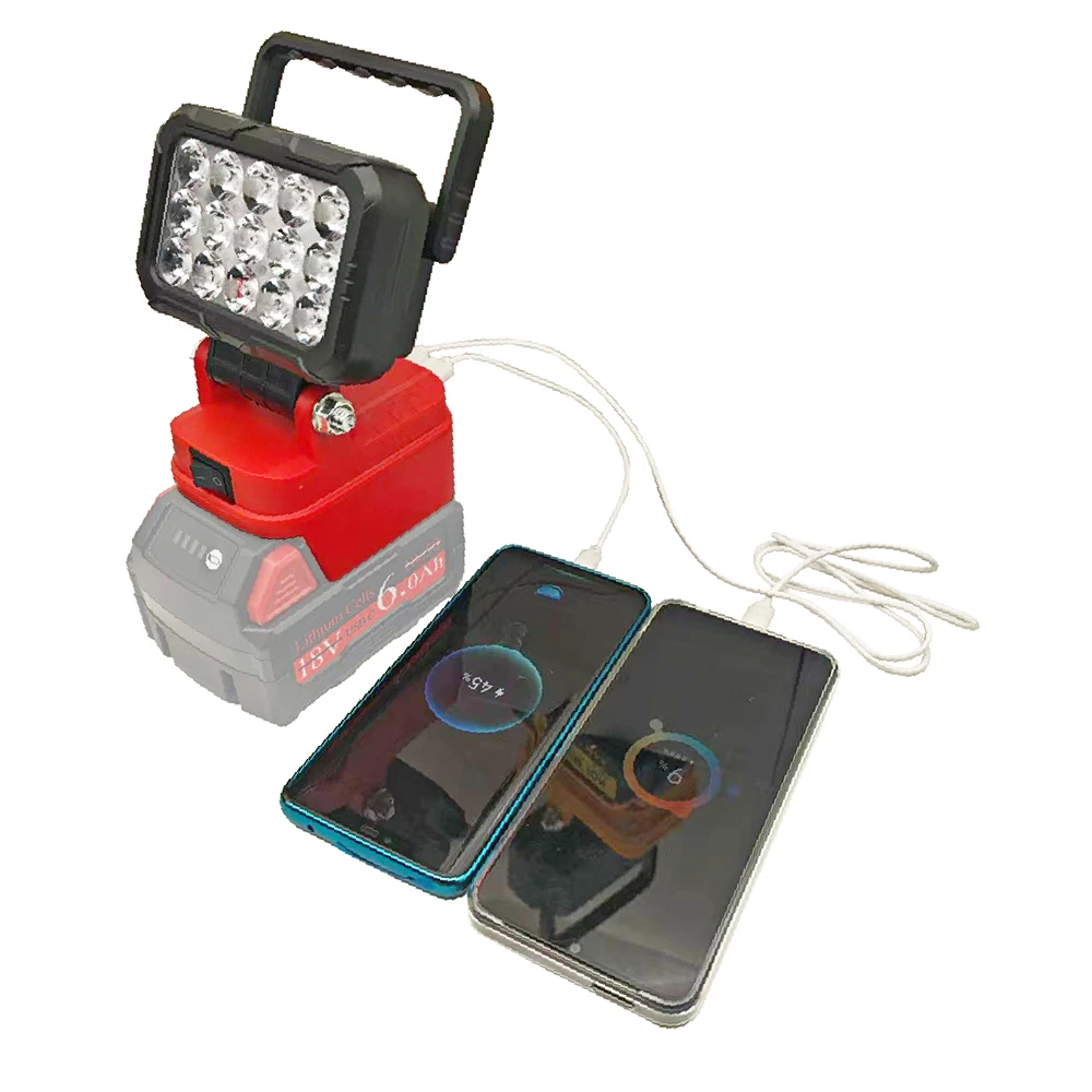 Werkzeugteile für Makita, für Milwaukee, für Dewalt, Lithium-Batterie, für Ryobi, LED-Arbeitsleuchten, Lampe, Laterne, Scheinwerfer, USB-Powerbank – Detail 15
