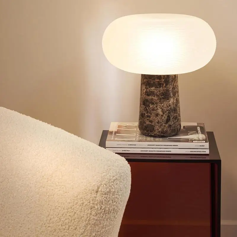 Modern minimalist marble bedside lamp for bedroom