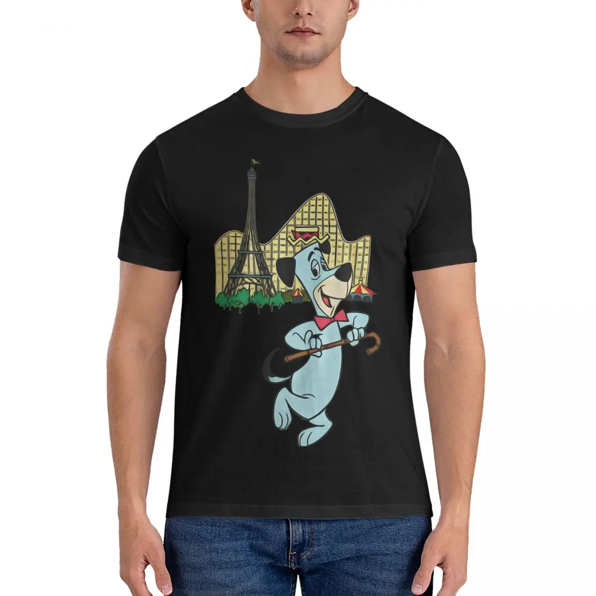 Men's Building T Shirt H-Huckleberry Hound Show Pure Cotton Clothing Awesome Short Sleeve Crewneck Tees Gift Idea T-Shirt