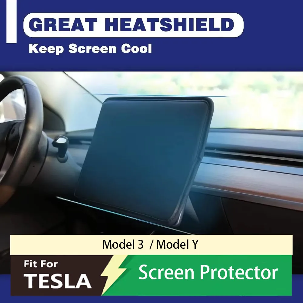 Fit For 2021 Tesla Model 3 Model Y Sleeve Sliding Sunshade Screen Protective Film Waterproof Fabric Navigation Cover