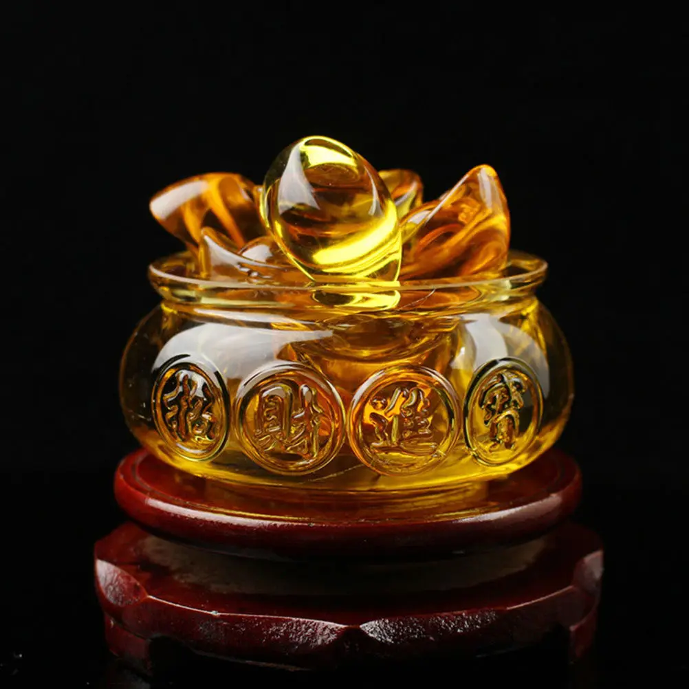 1Set Topaz Cornucopia Decor Stone Treasure Bowl Ornament Home Craft Desktop Decoration Creative Gift Festival Birthday Present