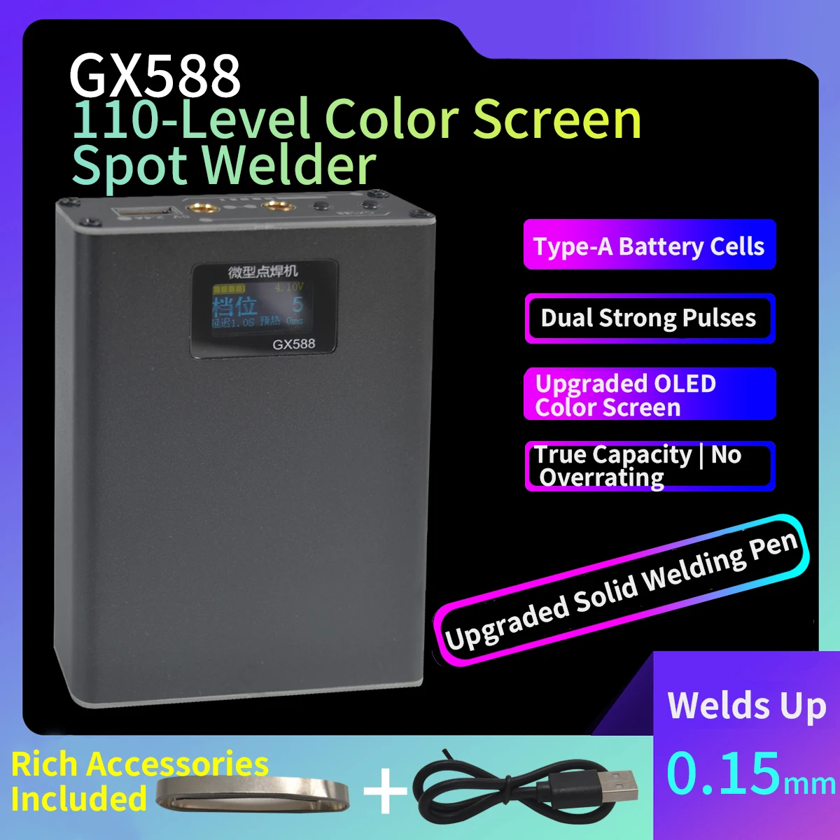 Professional OLED Handheld Portable 18650 Cell Phone Lithium Battery Spot Welder Small DIY Full Set Accessories Tool Parts