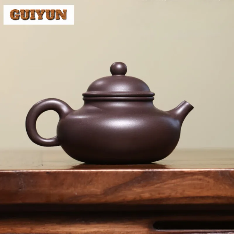 175ml Retro Yixing Purple Clay Teapots Handmade Rong Tian Pot Raw Ore Purple Mud Tea Maker Kettle Chinese Zisha Tea Set Craft