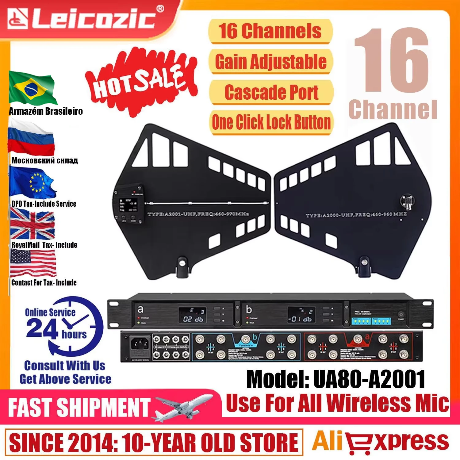 

Leicozic UA80-A2021 UHF Wideband Antenna Splitter 450-1000MHZ RF Signal Antena Directional BNC-BNC Coaxial Cables 16Grounps