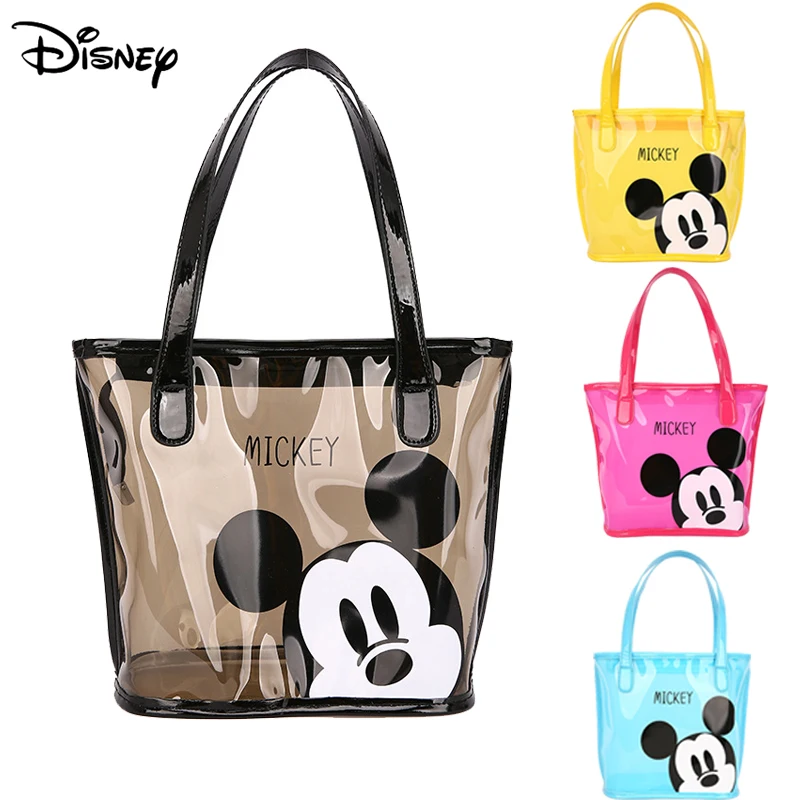 Disney Mickey Mouse Lady Transparent Handbag Cartoon Fashion Minnie Cute Tote Shoulder Bag Shopping Casual Kids Girls Gifts