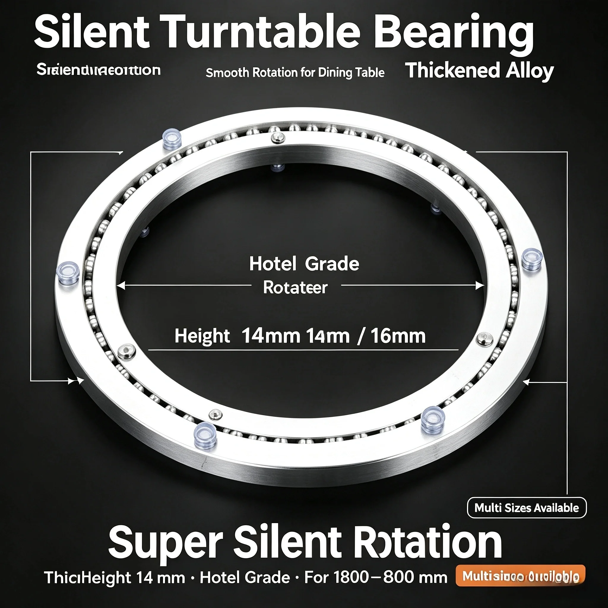 Super Silent Aluminum Alloy Turntable Bearing Hotel Grade 360° Smooth Rotation Multiple Sizes For Round Dining Table