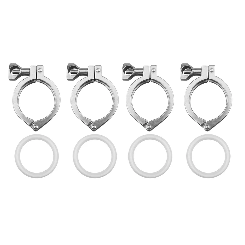 

Promotion! 4Pcs Tri-Clamp Steel Single Pin Heavy Duty Tri Clamp With Wing Nut For Ferrule TC With 4 Pc Silicone Gasket