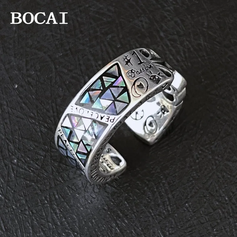 BOCAI New S925 Silver Fashionable Personalized Niche Design Scallops Geometry Graffiti Totem Earrings Female Gift