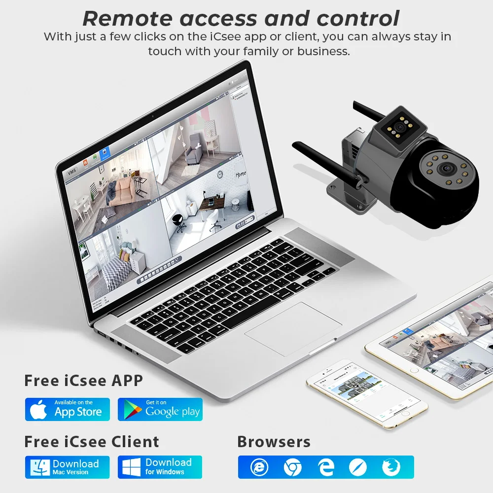 Reobiux Wifi PTZ Camera Outdoor Surveillance 8MP Dual Lens IP Cam CCTV Security Protection Dual Screen Camera With ICsee App