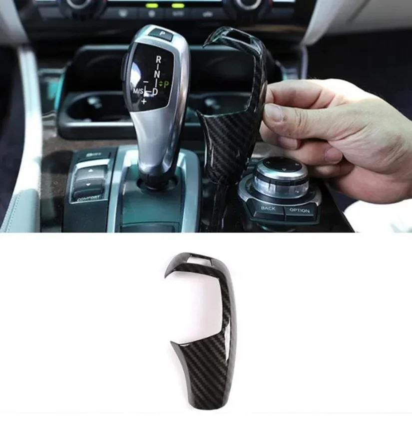 Car Gear Shift Knob Cover Trim Carbon Fiber Fit For BMW F20 F30 F31 F34 X5 F15 X6 F16 X3 F25 X4 F26 F1 NEW 1PC