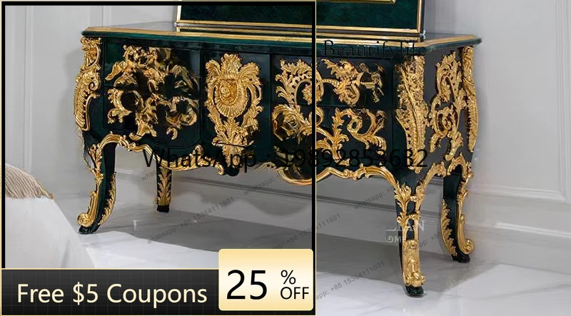 FF New Chinese classical heavy industry carving foyer dining side storage decoration villa living room corridor entrance table