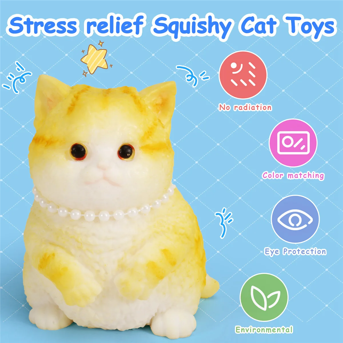 A72Z Średnie Squishy Zabawki dla kotów Stress Relief Cat Squishy Toys Funny Cat Squishy Toys Soft Cat Squishy Stress Toy Gifts,D