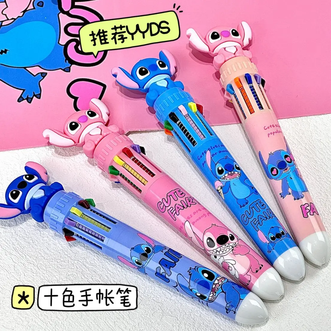 4/36Pcs Diseny Cartoon Stitch Doll 6/10 Colors Ballpoint Pen Student Supplies Student Stationery Children Graffiti Multi-coloPen