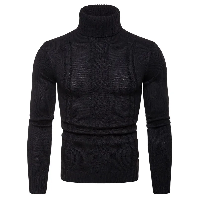 Maglione pullover da uomo a maniche lunghe con collo alto da uomo casual britannico