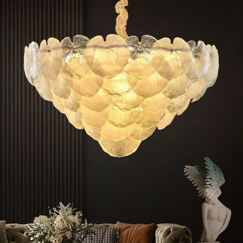 

Luxury living room chandelier French minimalist crystal glass lamp creative personality restaurant bedroom lighting