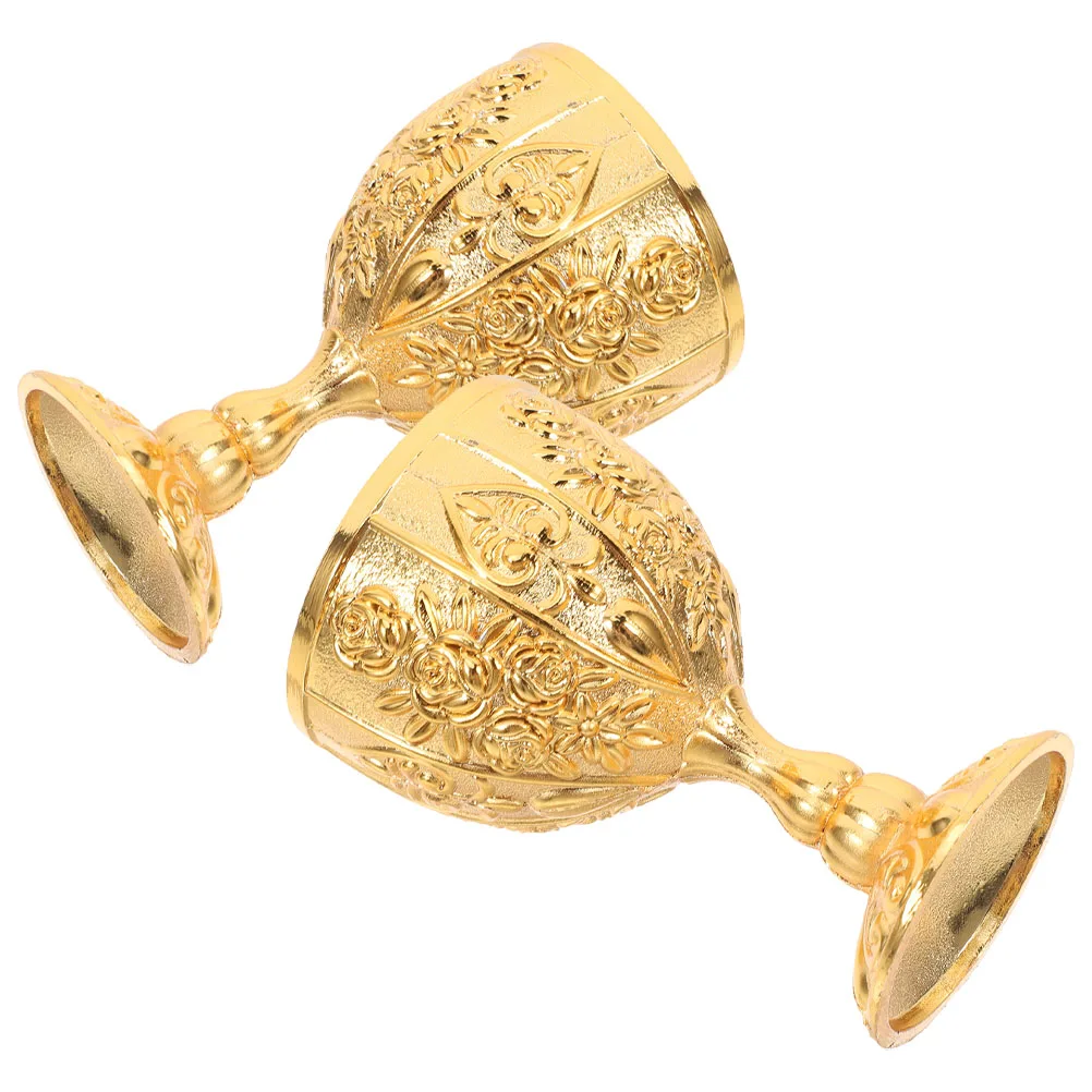 

2Pcs Wine Glasses Vintage European Style Elegant Embossed Flower Pattern Shatter Resistant Cocktail Goblet for Weddings Parties