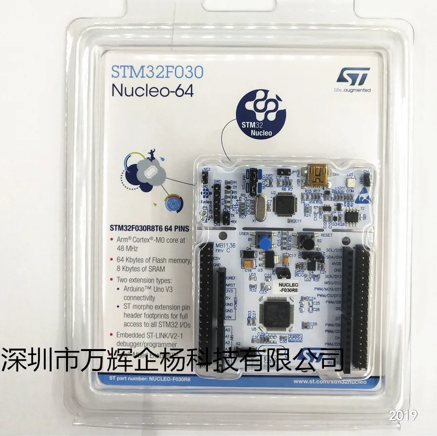 Placa de Programação Original para Desenvolvimento, NUCLEO-F030R8, MCU-STM32F030R8, STM32, Nucleo-64