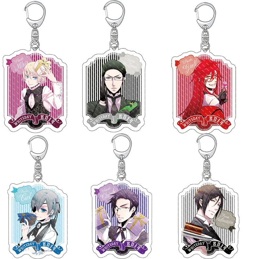 55MM Anime ‌ Llavero Acrílico de Black Butler con Figuras de Ciel Phantomhive, Sebasuchan·mikaerisu, Gureru·satokurifu, Uiriamu·T·supiāzu, Regalos