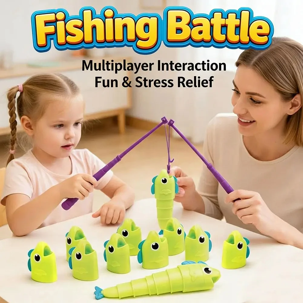 Juego de Mesa de Pesca para Niños, Peces con Cuerpo Extensible, Juego de Competición Largo y Corto, Diversión Familiar, Interacción Social, Juguete Creativo de Mesa