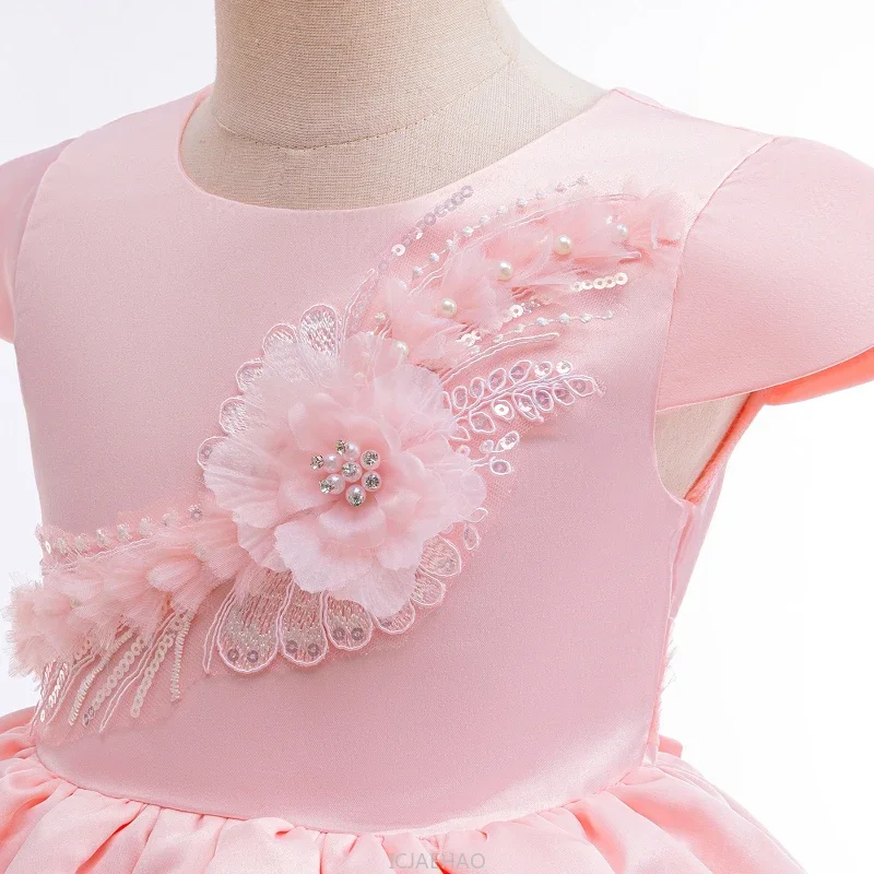 

Wed Dress 2025 Glitter Children Girls Party Dresses Sleeveless Coat 2 Piece Set Costume Kids Outfit Jumper Pearl Long Sleeve