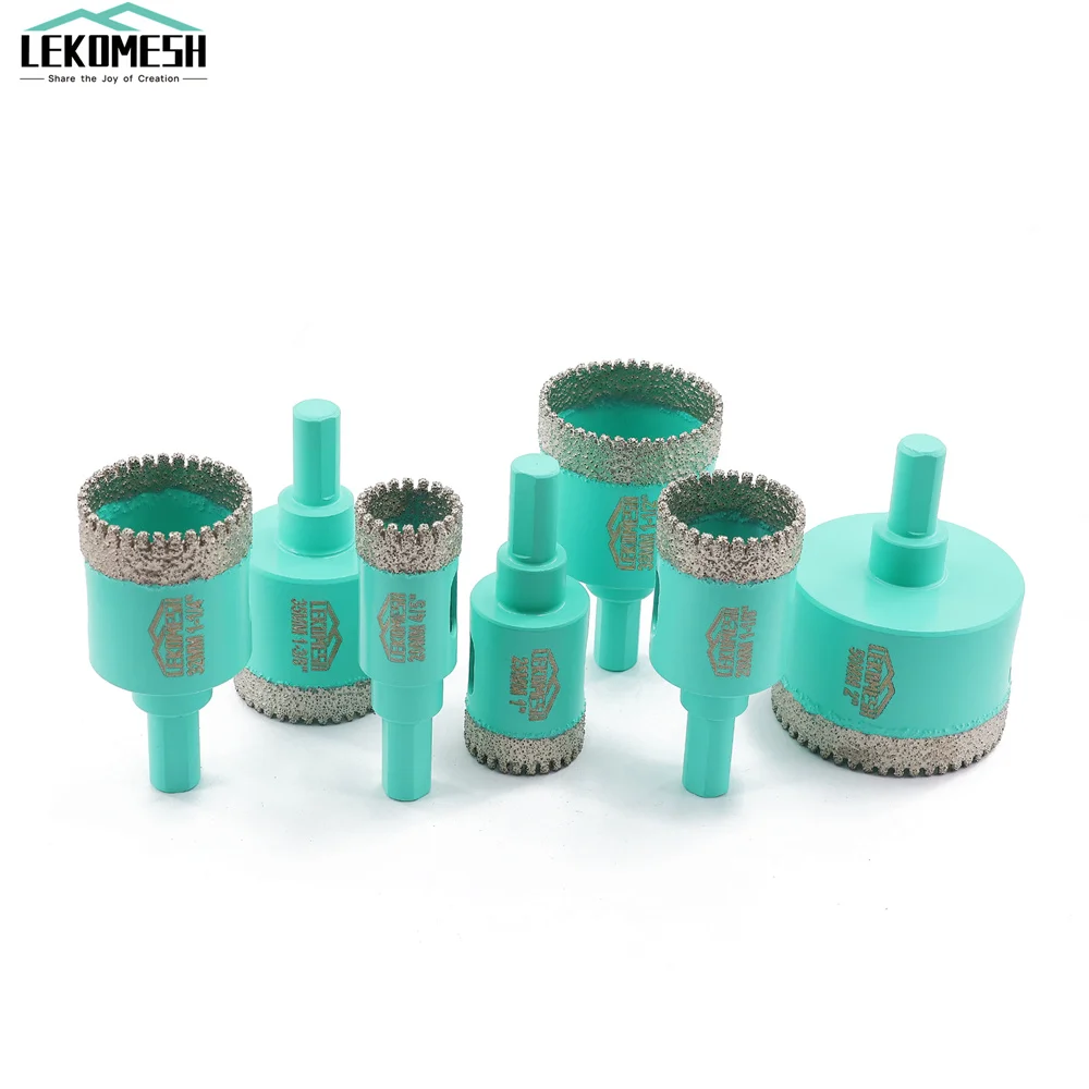 LEKOMESH 1pc Dia 20-50mm Diamond Drill Bits Triangle Shank Drilling Tile Marble Quartz Tile Angle Grinder Tool Crown Hole Saw