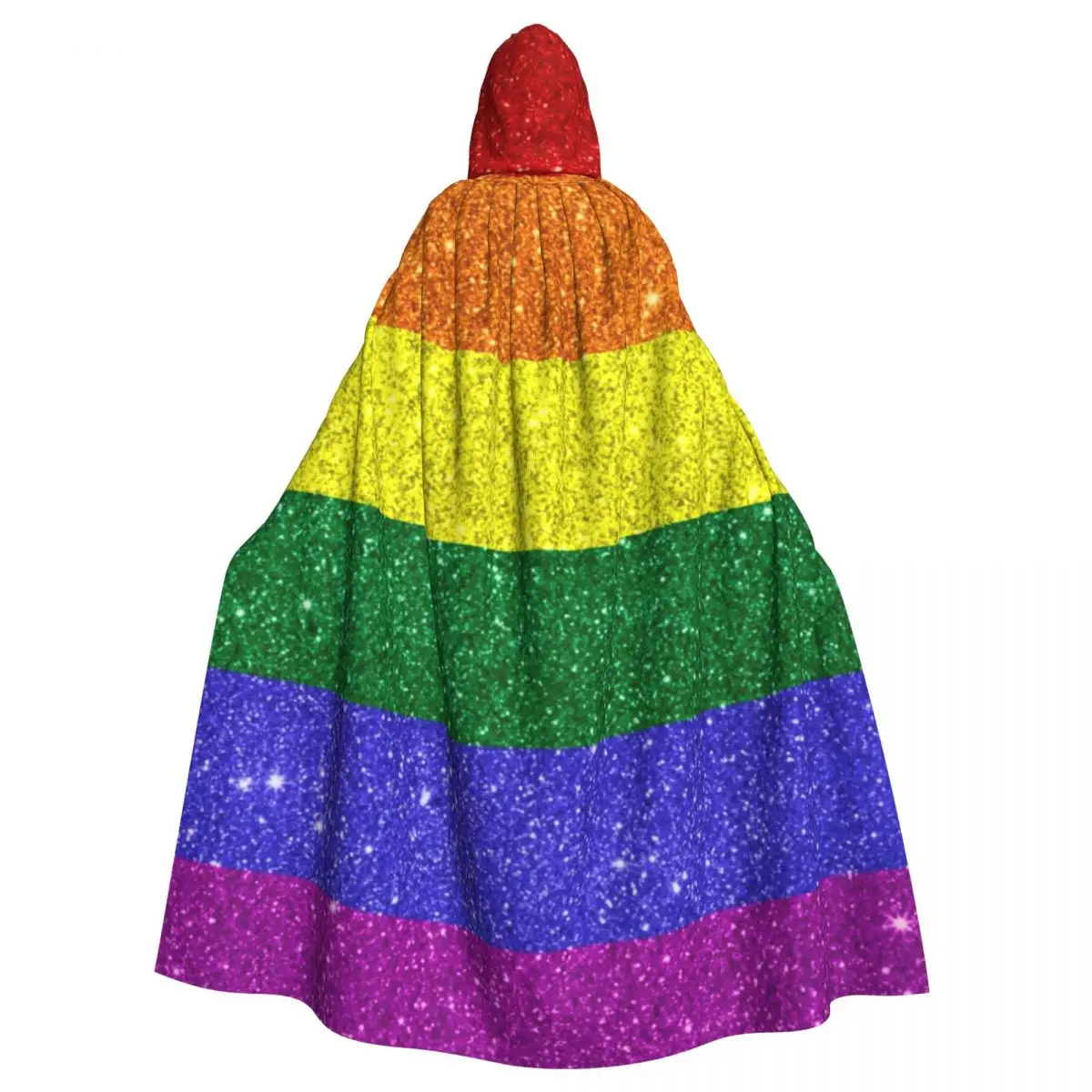 Cape de Sorcière Unisexe à Capuche en Polyester, Accessoire de Costume, Sensation de Fierté Arc-en-ciel à Paillettes