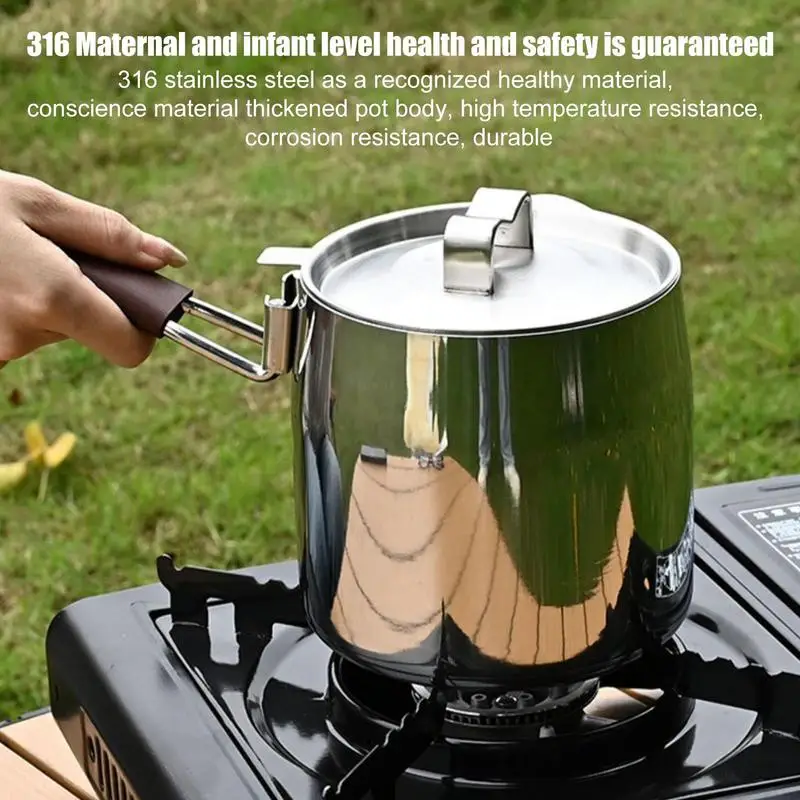 Stainless Steel Saucepan 572ML Multipurpose Sauce Pot Portable Dishwasher & Oven Safe Detachable Camping Saucepan With Ergonomic