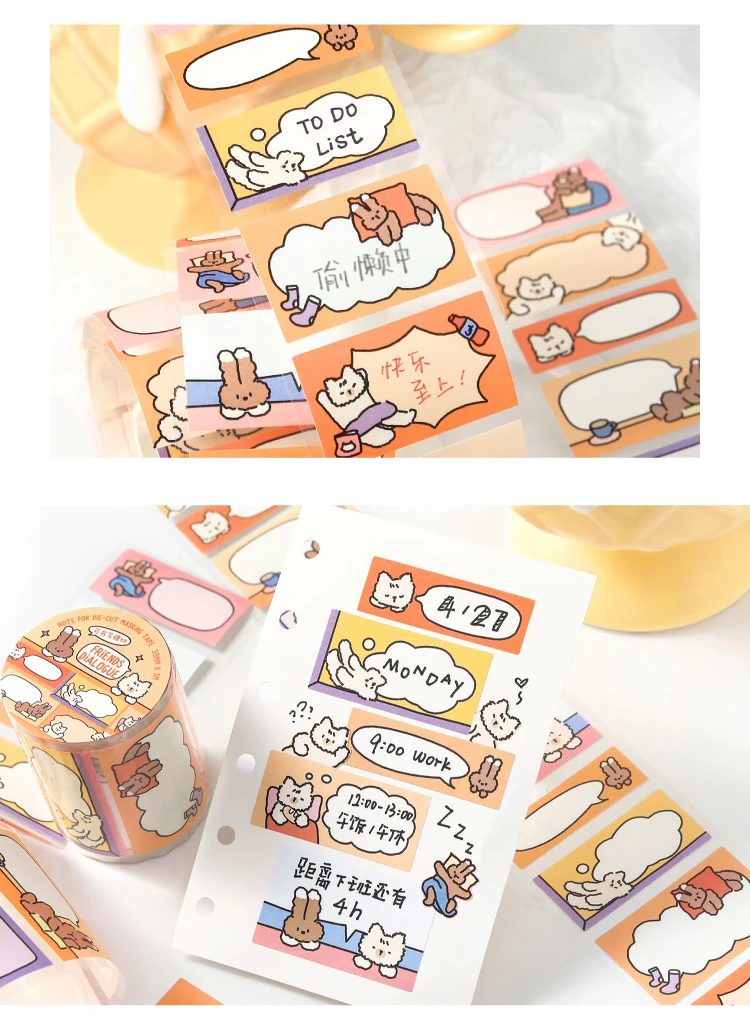 50mmx3m Niedliches Cartoon-Stanzmuster Washi-Tape Kawaii Dekoratives Klebeband Scrapbook-Aufkleber Handgemachtes Masking Tape für Schreibwaren – Detail 7