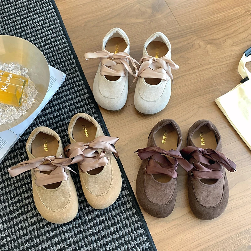 

Женские туфли на шнуровке, модные повседневные кроссовки, дизайнерские элегантные балетные танцевальные туфли, осень 2021, новые неглубокие Zapatillas De Mujer