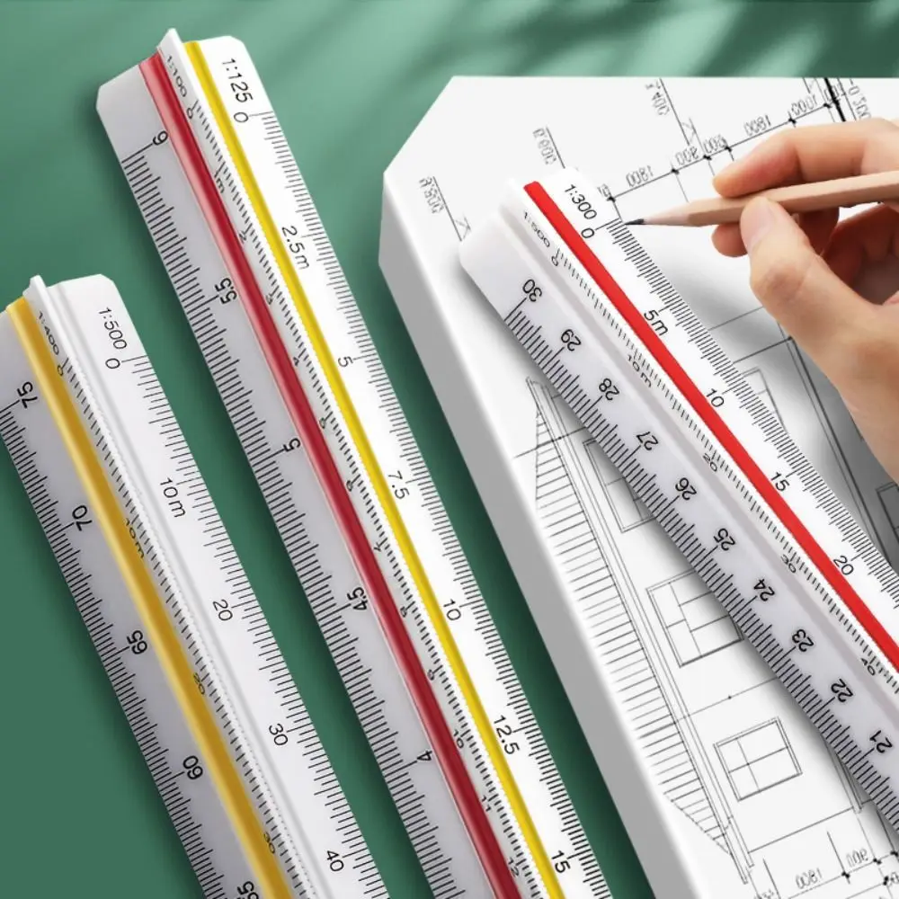 

Multi-functional Triangular Ruler Student Stationery Drafting Tool Scale Ruler Architect Engineer Technical Ruler