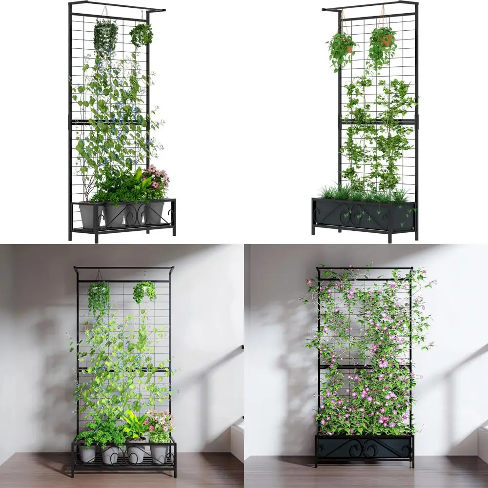 

Поднятая садовая кровать с решеткой для вьющихся растений, высота 74-дюймовая, большой размер для цветов и лоз