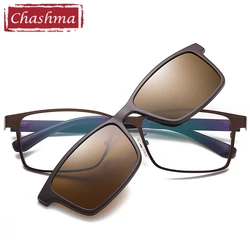 Chashma Magnetic Clip Eyewear Polarized Lenses UV 400 Protection Optical Frame with Sunglasses for Men Sport Style Eyewear Frame