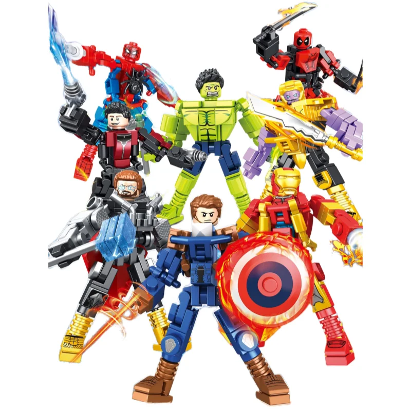 Disney Building Blocks Mini Model Figures Compatible Spiderman Iron Man Venom Captain Hawk Deadpool Technic Armor City Gift Toys