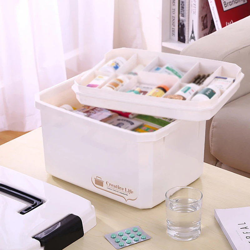 Home Medicine Box Family Pill Cases Plastic Medical Storage Box Multi-layer Large-capacity Medicine Box First Aid kit 3 size