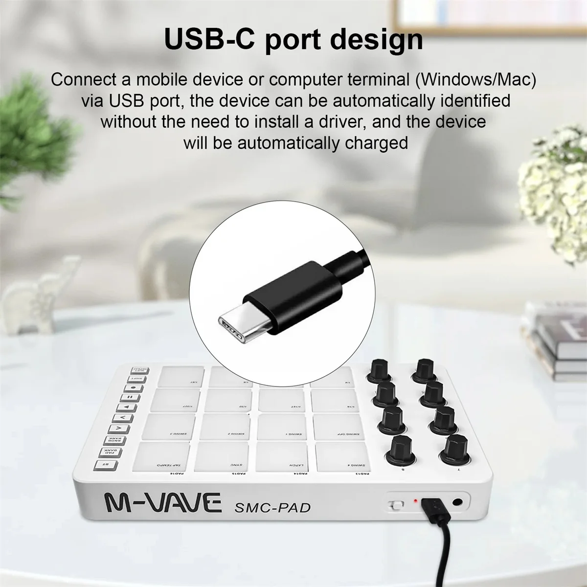 M-VAVE SMC-PAD Wireless MIDI Controller Suitable Percussion Keyboard USB-C Interface Portable Design Small MIDI Pad for Beginner view 4