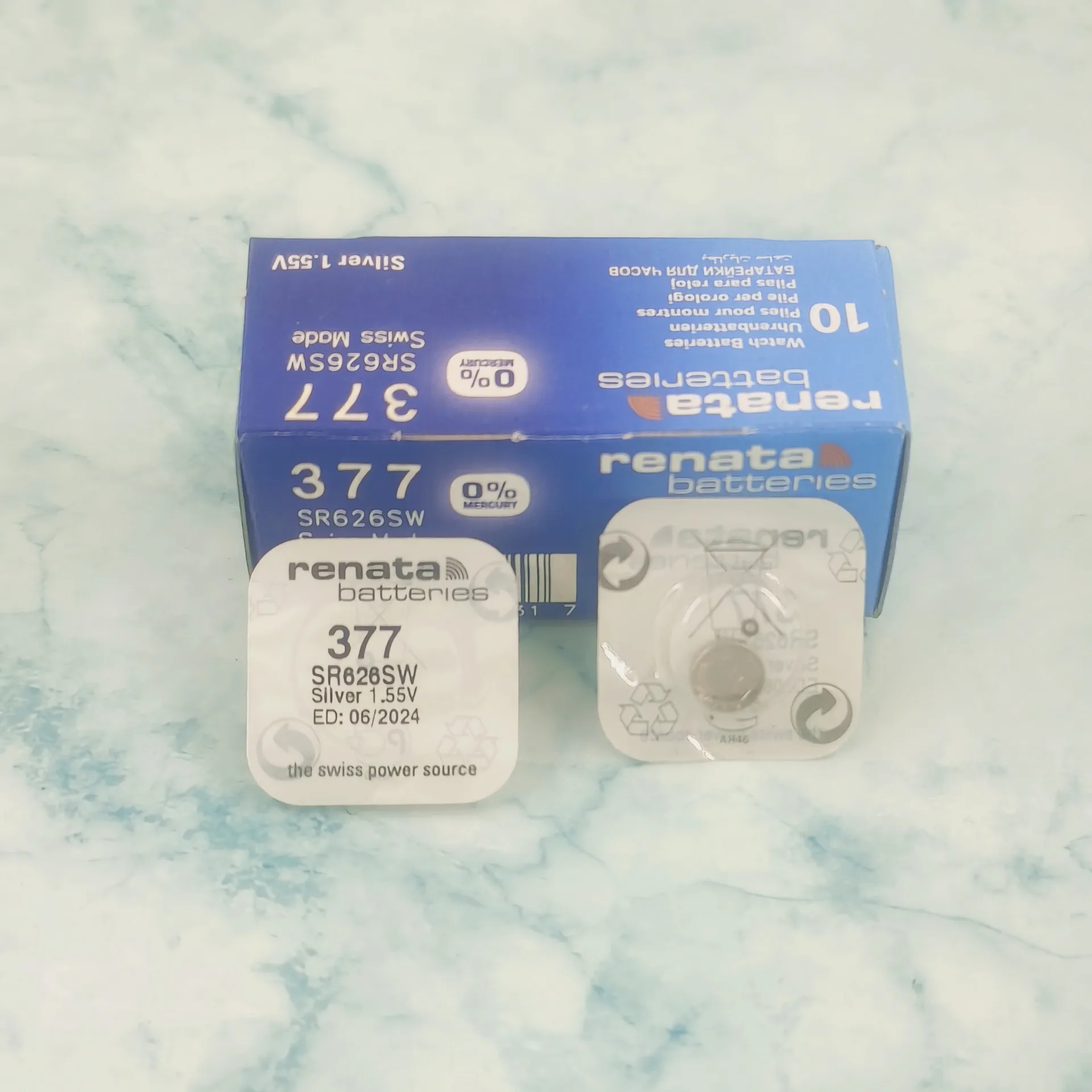 100 قطعة بطارية ساعة أكسيد الفضة ريناتا 377 SR626SW 626 1.55 فولت % العلامة التجارية الأصلية ريناتا 377 جميع المقاسات
