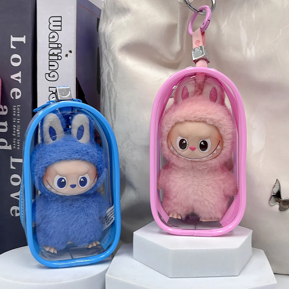 Für Mini Labubu Pin Für LoveTransparent Bunte Schutz Fall V4 Puppe Zubehör Plüsch Puppe Display Tasche Outdoor Schlüsselbund Spielzeug – Detail 2