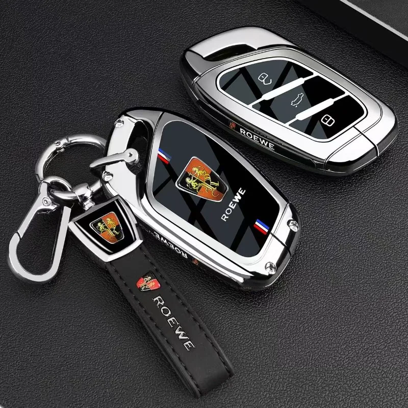 

Zinc Alloy Key Fob Cover for Roewe RX5/E6/D6/i6/D7/D5X/M7 DMH/i5/RX3, Heavy Duty Metal Protective Case Shell with Keychain