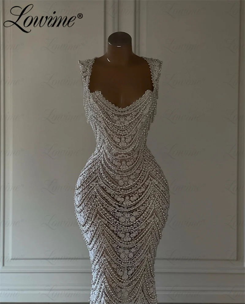 Vestido de noite pérola 2023, comprimento do tornozelo, renda, festa, casamento, baile, borlas personalizadas, vestido de aniversário feminino, roupa formal