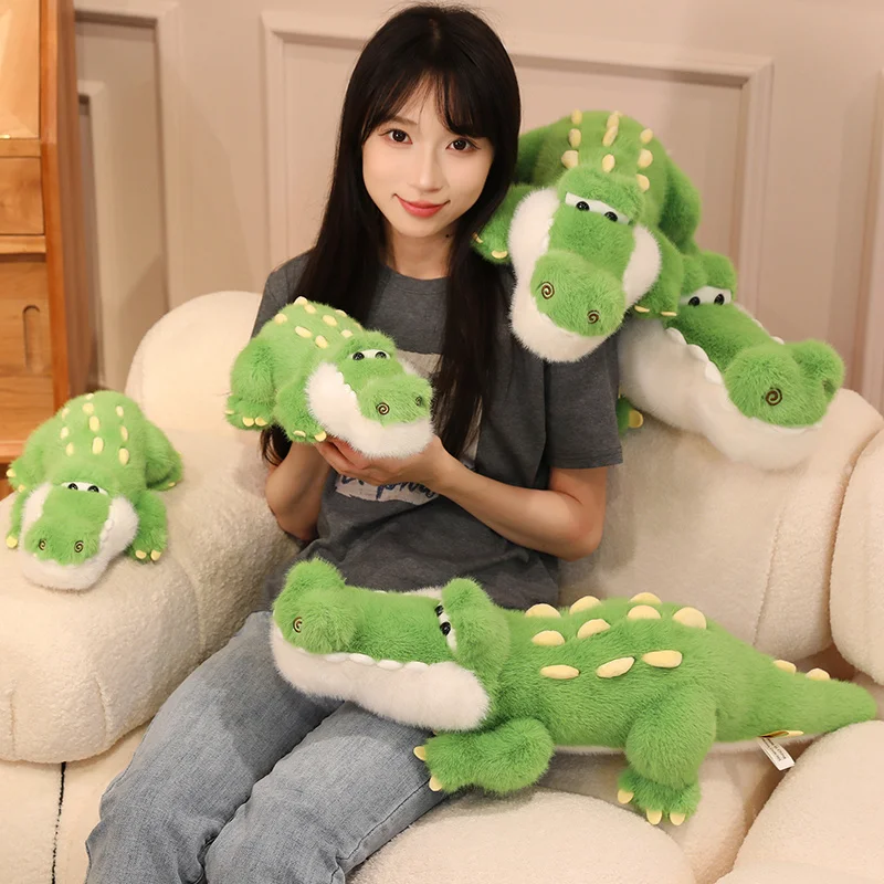 Prone Green Crocodile Animals Plush Toys  Simulation  Kawaii Cartoon Soft Dolls Throw Pillow Birthday Valentine's Day Gifts