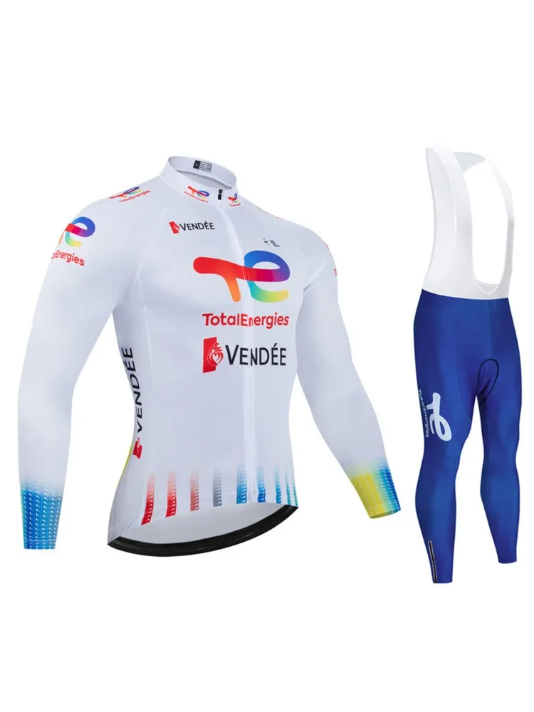 Ensemble de maillot de cyclisme Total Energies, uniforme VTT, vêtements de vélo, vêtements de vélo à séchage rapide, vêtements de cyclisme longs, ensemble de bavoirs 19D, automne