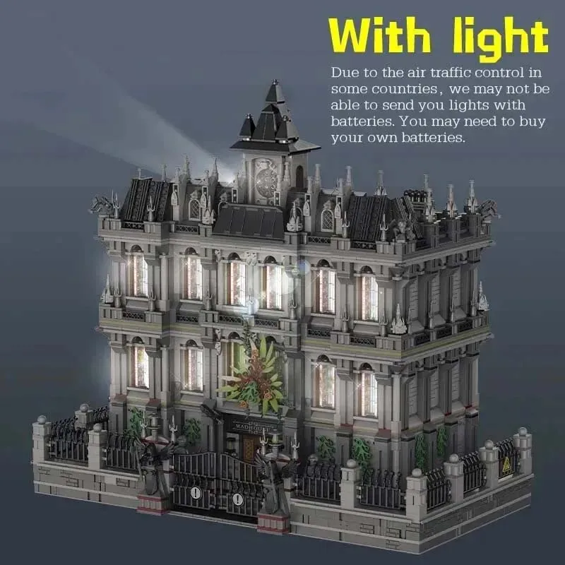 7537 PCS With Light Lunatic Hospital Arkham Asylum Breakout Toys Kid Birthday Christmas Gifts Building Blocks Bricks