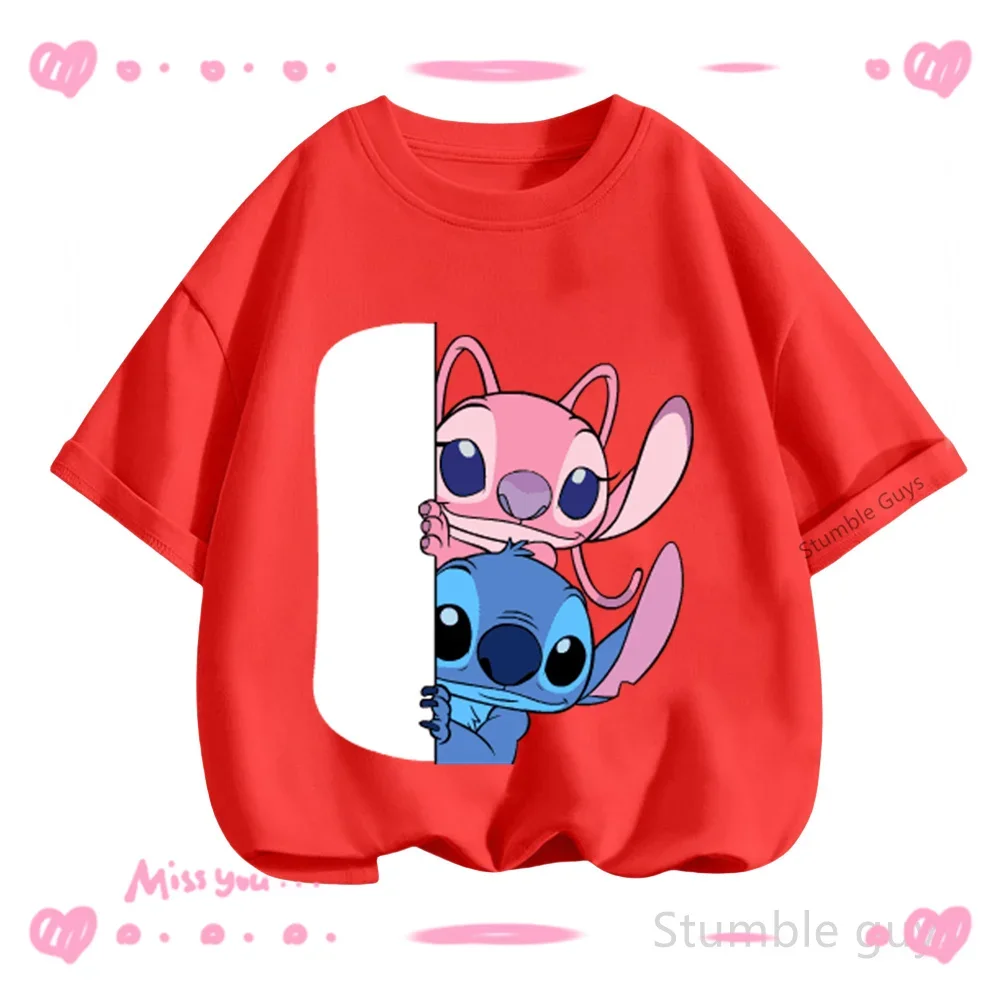 3-14Y أطفال تيشيرت صيفي بنين بنات Kawaii غرزة ديزني النيون لهجة عادية كم قصير ملابس رياضية جيرسي الملابس